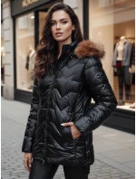 Dámska zimná bunda s kožušinou LANE black FashionStreet TY4515z Dámska zimná bunda s kožušinou LANE black FashionStreet TY4515z