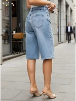 Dámske džínsové bermudy s vysokým pásom modré FashionStreet SY0491