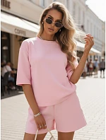 Dámsky letný pruhovaný komplet Poľský výrobok ružový FashionStreet AY1161 Dámsky letný pruhovaný komplet Poľský výrobok ružový FashionStreet AY1161