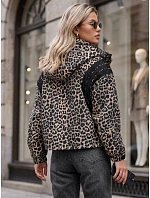 Dámska prechodná bunda s kapucňou s leopardím vzorom, béžová, FashionStreet TY6041 Dámska prechodná bunda s kapucňou s leopardím vzorom, béžová, FashionStreet TY6041