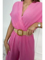 Kombinéza s ozdobným pásom svetlo ružová Kombinéza s ozdobným pásom svetlo ružová