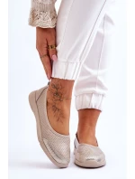 Dámske kožené ažurové baleríny Beige Lucy Dámske kožené ažurové baleríny Beige Lucy