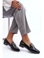 Mokasyny Damskie Lakierowane Z Ozdobą Czarne Camilena