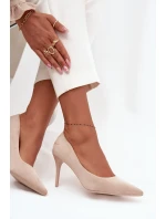 Szpilki Damskie Z Eko Zamszu Beżowe Elvessa