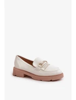 Dámske mokasíny W-16 White with beige - DAY-VINE Obuv