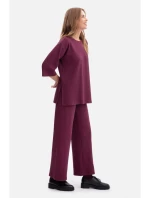 B301 Rebrovaný pletený top - slivka