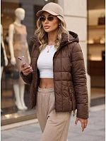 Dámska prešívaná bunda s kapucňou, hnedá, FashionStreet TY5861 Dámska prešívaná bunda s kapucňou, hnedá, FashionStreet TY5861