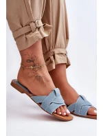 Damskie Materiałowe Klapki Jasnoniebieskie Aversa