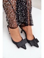 Čierne lesklé lodičky Gredan s mašľou