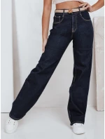 Dámske široké džínsy tmavomodré FashionStreet UY2769