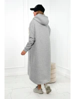Zateplené šaty s kapucňou šedý