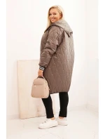 Dámska prešívaná bunda s kapucňou a športovými manžetami Fango