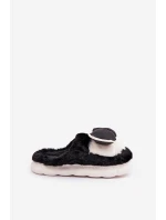 Futrzane Kapcie Z Kokardką Czarne Grilis