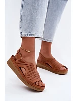 Dámske kožené sandále na otvorenej platforme Maciejka L4494-29 Brown
