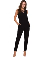 K009 Jednodielny overal s výstrihom do V - čierny
