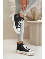 Zateplené dámske tenisky na platforme z ekokože Big Star Black