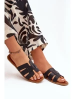 Klapki Damskie Na Płaskim Obcasie Czarne Mirona