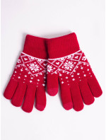 Yoclub Dievčenské päťprsté rukavice s dotykovým displejom RED-0019G-AA5C-003 Red
