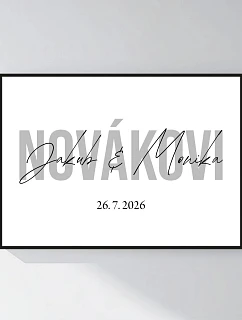 Personalizovaný magický fotoobraz v ráme - štvorec 50x70 - mená novomanželov
