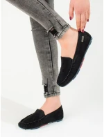 Komfortné mokasíny dámske čierne bez podpätku Komfortné mokasíny dámske čierne bez podpätku