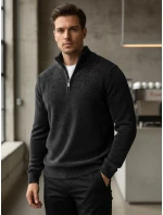 Pánsky sveter s golierom tmavosivý FashionStreet WX2351 Pánsky sveter s golierom tmavosivý FashionStreet WX2351