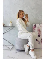 Velúrová súprava s kapucňou ecru