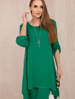 Súprava blúzka + nohavice s príveskom zelená