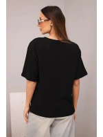 Dámska bavlnená základná blúzka s krátkymi rukávmi čierna Dámska bavlnená základná blúzka s krátkymi rukávmi čierna