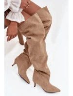 Wsuwane Kozaki Damskie Na Szpilce Beżowe Ysolienne