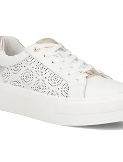 Biele kožené topánky na platforme Filippo DP7668/26