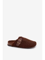 Klapki Damskie Z Futerkiem Typu Baranek Brązowe Lorivine