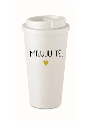 MILUJU TĚ. - bílý termohrnek 475 ml