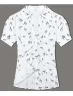 Dámska blúzka s golierom a zebrovaným vzorom (AWY2011D) biela - Móda Dámska blúzka s golierom a zebrovaným vzorom (AWY2011D) biela - Móda