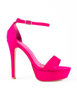 Dizajnové ružové dámske sandále na ihličkovom podpätku