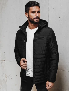 Pánska prešívaná bunda s kapucňou čierna FashionStreet TX5009