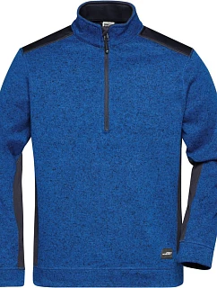 Daiber JN 864 Pánska pracovná fleecová bunda s polovičným zipsom – Strong 02.0864 royal melange/navy