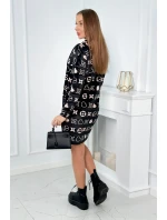 Zamatové šaty s ozdobným vzorom čierne