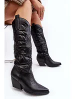 Dámske kožené kovbojské topánky na vysokom podpätku Black Sloana Dámske kožené kovbojské topánky na vysokom podpätku Black Sloana