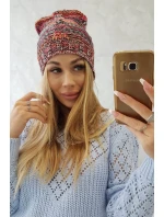 Fleecová čiapka Klaudia K255 oranžová+červená