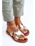 Zazoo 40326 Damskie Klapki Z Ozdobnymi Wycięciami Złote