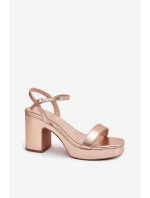 Eko Skórzane Sandały Na Słupku Różowe Złoto Lillita