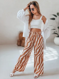 Dámske pruhované nohavice so širokými nohavicami ZEBRAVIBE beige/camel FashionStreet UY2655