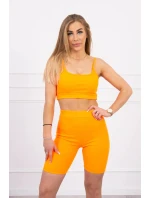 Súprava s nohavicami s vysokým pásom oranžová neónová