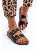 Klapki Damskie Z Klamrami Czarne Fronila