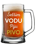 ŠETRÍM VODU, PITIE PIVA - pivný pohár 0,5 l