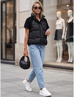 Krátka dámska prešívaná perová vesta, čierna, FashionStreet TY5925 Krátka dámska prešívaná perová vesta, čierna, FashionStreet TY5925