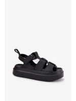 Sandały Damskie Na Platformie Czarne Nitavelia