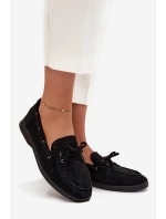 Półbuty Mokasyny Damskie Płaskie Z Wiązaniem Czarne Zalina