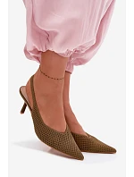 Dámské sandály z síťovaného materiálu na jehle Zelená Emiliana