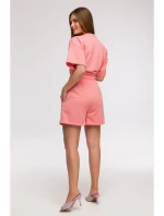 B295 Šortky s vreckami s aplikáciami - koralová